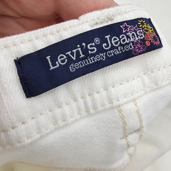 LEVI'S White Flare Ultra Low Rise Stretch Denim Jeans - Size 15 Medium - Picture 8 of 9